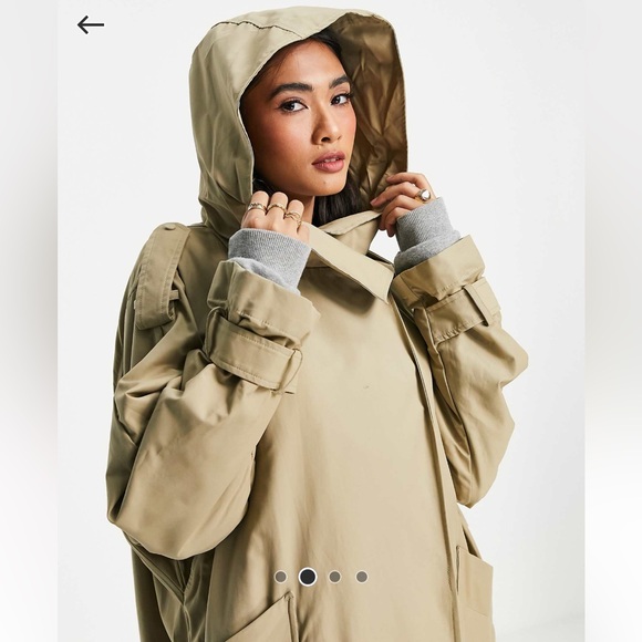 Mango oversized trench coat with hood in beige - Picture 3 of 7